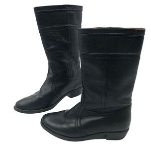 Frye Boots Jane Stitch Pull On Black Pebbled Leather Boys  Size 3